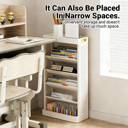 5 Tier Simple Bookshelf Storage Rack Easy Access Space Saving Home Daily Use