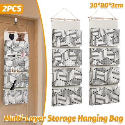 2PCS Multi Layer Wall Mounted Hanging Closet Storage Bag Wardrobe Organizer