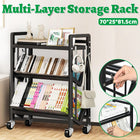 Multi layer Steel Storage Rack Rolling Mobile Shelf 3-Tier for Home Organization
