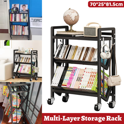 Multi layer Steel Storage Rack Rolling Mobile Shelf 3-Tier for Home Organization