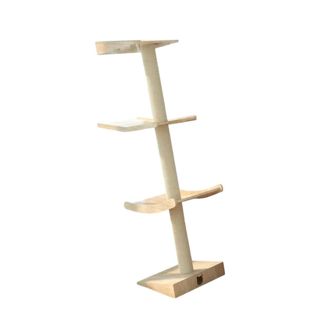 Angled Single Column Cat Tree 150cm Wood Sisal 3 Levels