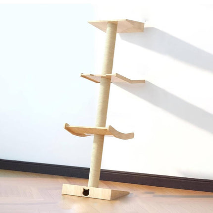 Angled Single Column Cat Tree 150cm Wood Sisal 3 Levels