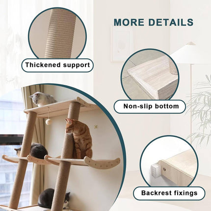 Scandinavian Multi Level Cat Tree 190cm Acrylic Capsule