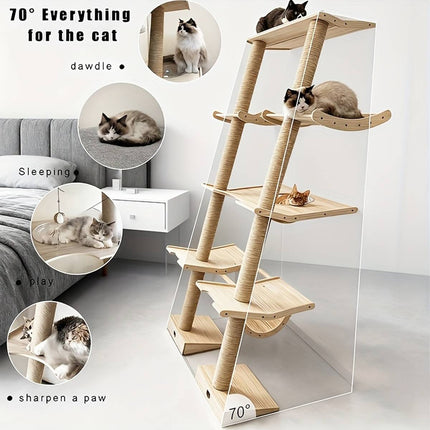 Scandinavian Multi Level Cat Tree 190cm Acrylic Capsule