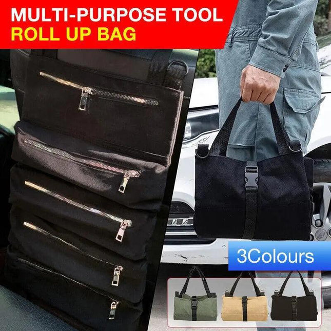 Multi-Purpose Tool Roll Up Bag Wrench Roll Pouch Hanging Tool Portable Organiser - Aimall