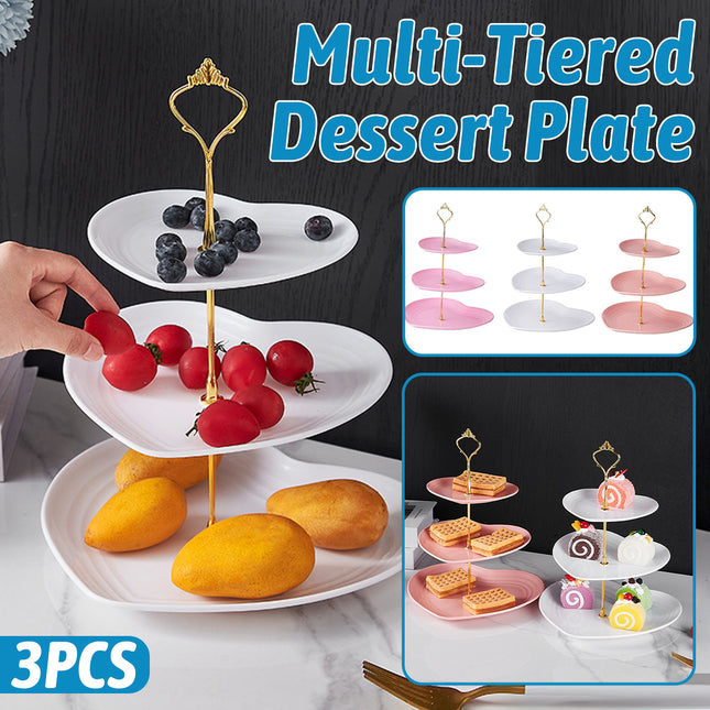 3PCS 3-Tier Dessert Fruit Display Stand Bakery Cafe Home Use