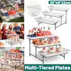 3 Tier Display Stand Black Metal Frame White Trays for Party Wedding Catering