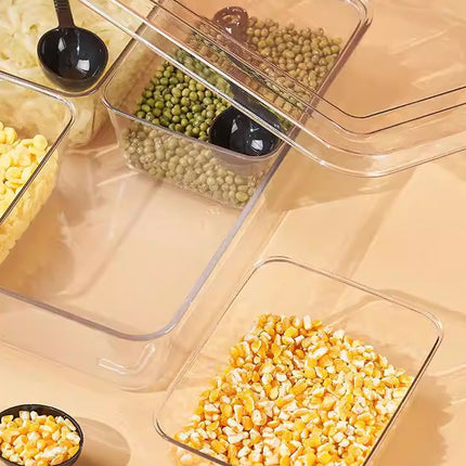 2PCS Clear Storage Container 6 Compartment Organiser Box with Lid and Spoons