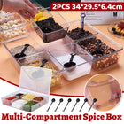 2PCS Clear Storage Container 6 Compartment Organiser Box with Lid and Spoons