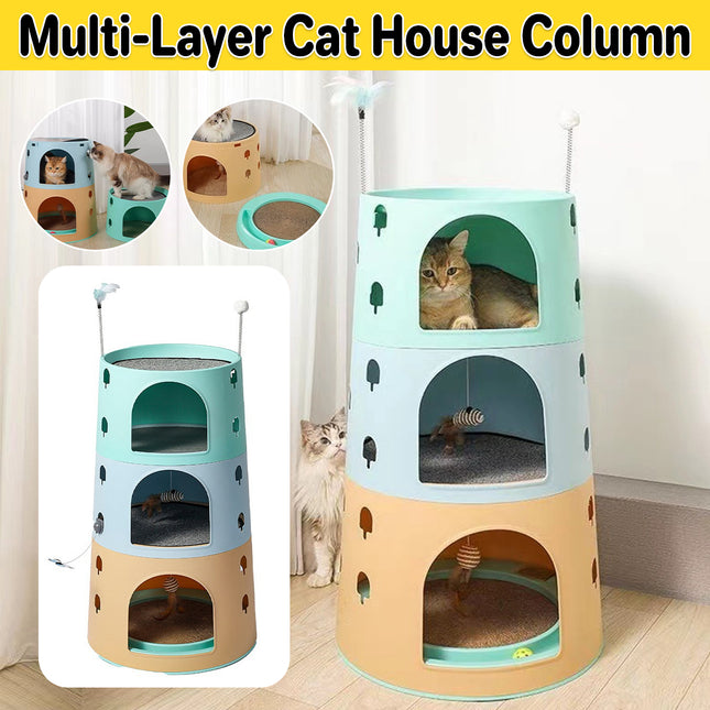 Cat Tree Tower Climbing Frame Multi Level Cat House Activity Column Jump Stand