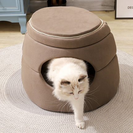 Pet Nest Tree Hole Design Cat Bed Dog House Soft Cozy Sleeping Cave for Indoor