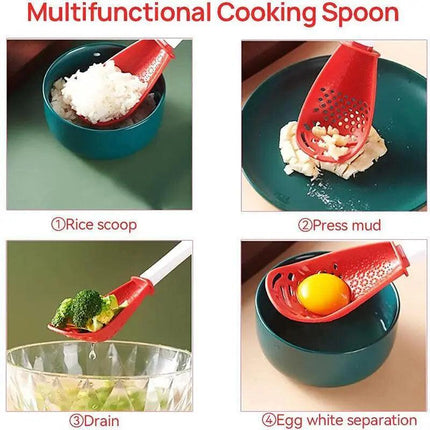 Multifunction Kitchen Cooking Spoon Tool Skimmer Garlic Press Potato Ricer Scoop - Aimall