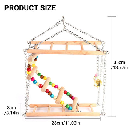 Bird Toy Ladder Double Layer Swing with Stair Ring Bell for Parrots Fun Durable