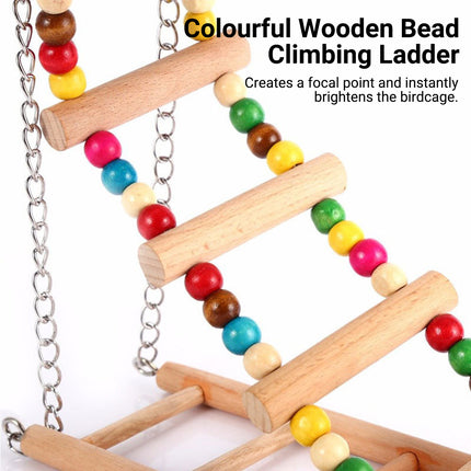 Bird Toy Ladder Double Layer Swing with Stair Ring Bell for Parrots Fun Durable