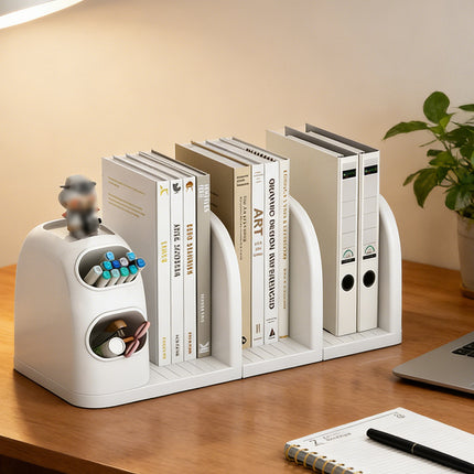 Desktop Book Stand With Storage Box Organizer For Study Reading Office Table