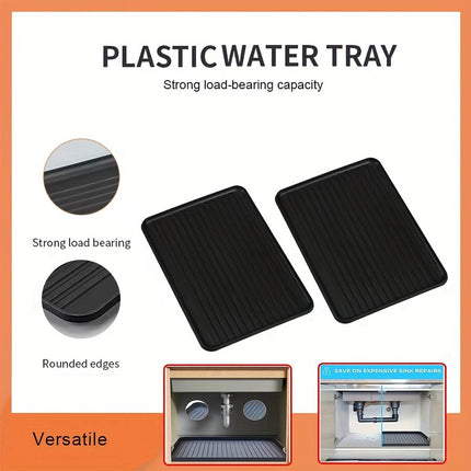 Rectangular Plastic Serving Trays Set of 12 Ribbed Non Slip Black Design