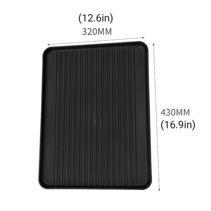 Rectangular Plastic Serving Trays Set of 12 Ribbed Non Slip Black Design