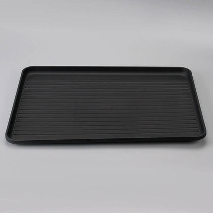 Rectangular Plastic Serving Trays Set of 12 Ribbed Non Slip Black Design