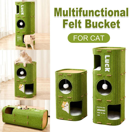 2/3 Floor Cat Tree House Nest with Scratching Board Multi Level Tower Bed