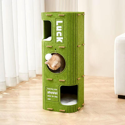 2/3 Floor Cat Tree House Nest with Scratching Board Multi Level Tower Bed