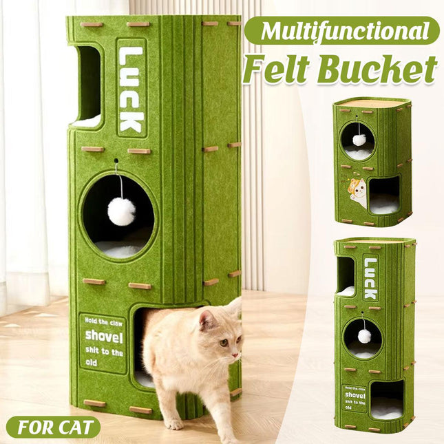 2/3 Floor Cat Tree House Nest with Scratching Board Multi Level Tower Bed