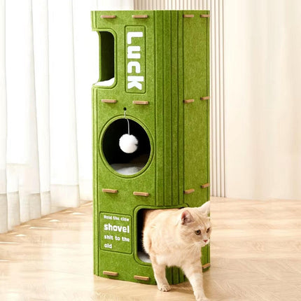 2/3 Floor Cat Tree House Nest with Scratching Board Multi Level Tower Bed