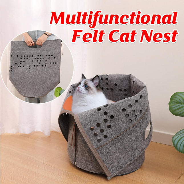 Portable Felt Cat Nest Soft Pet Bed Cat Cave for Cats and Small Pets Indoor Use