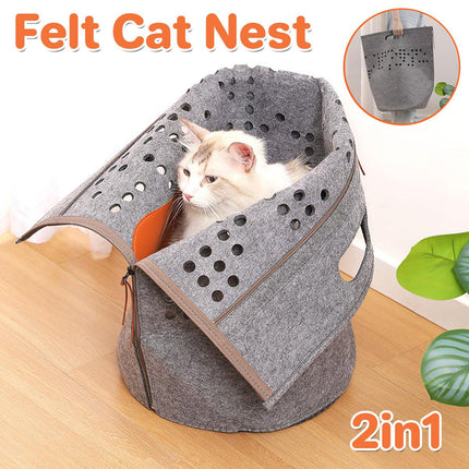 Portable Felt Cat Nest Soft Pet Bed Cat Cave for Cats and Small Pets Indoor Use