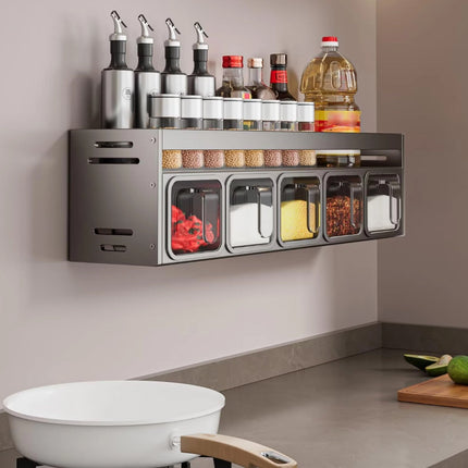 Kitchen Wall-Mounted Seasoning Easy Installation Durable Design Space-Saving