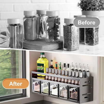 Kitchen Wall-Mounted Seasoning Easy Installation Durable Design Space-Saving