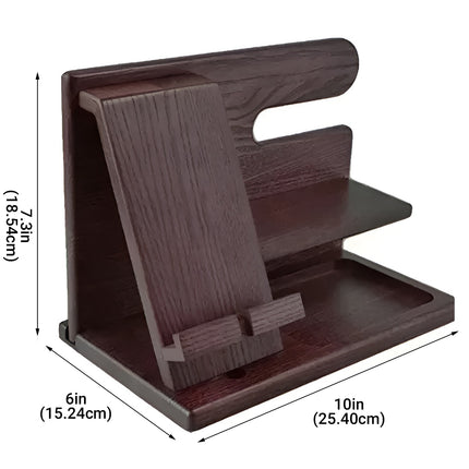 Solid Wood Multi function Desktop Phone Stand Durable Stable Non Slip Space Saving