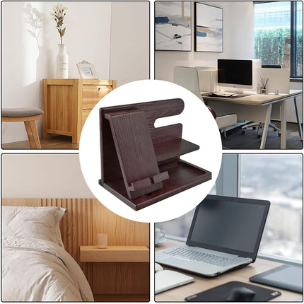 Solid Wood Multi function Desktop Phone Stand Durable Stable Non Slip Space Saving