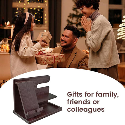 Solid Wood Multi function Desktop Phone Stand Durable Stable Non Slip Space Saving