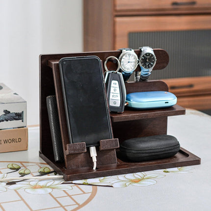 Solid Wood Multi function Desktop Phone Stand Durable Stable Non Slip Space Saving