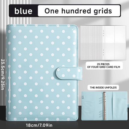 Polka Dot A5 Planner Binder Card Slots Black or Blue