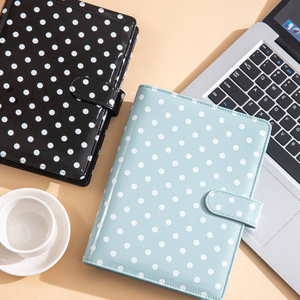 Polka Dot A5 Planner Binder Card Slots Black or Blue