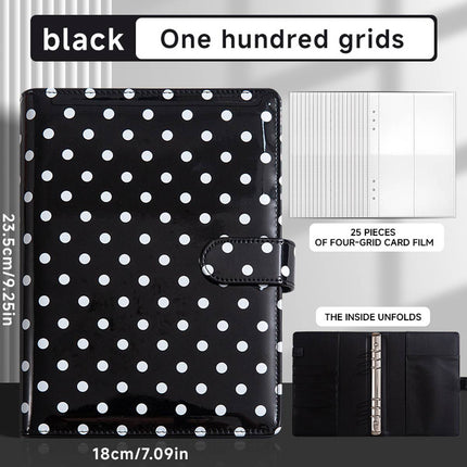 Polka Dot A5 Planner Binder Card Slots Black or Blue