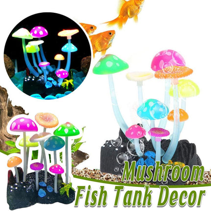 9pcs Simulation Mushroom Fish Tank Decor Fake Plants Aquarium Ornament Set