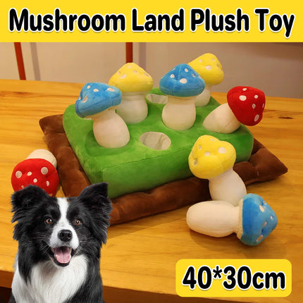 Colourful Mushroom Ground Plush Toy Pet Dog Interactive Educational Grass Toy
