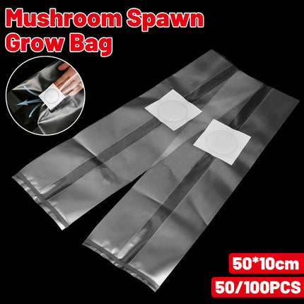 50 Pcs PP Mushroom Grow Bag Substrate High temp Pre Sealable Bags 10x50cm