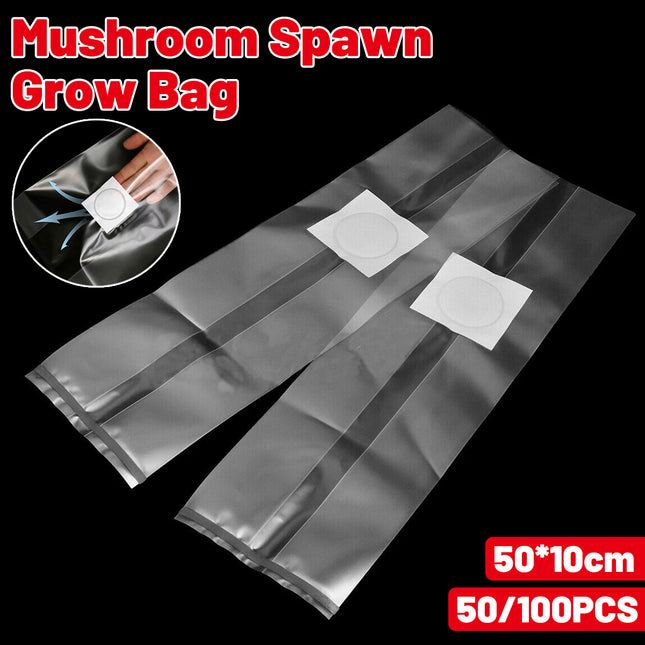 50 Pcs PP Mushroom Grow Bag Substrate High temp Pre Sealable Bags 10x50cm