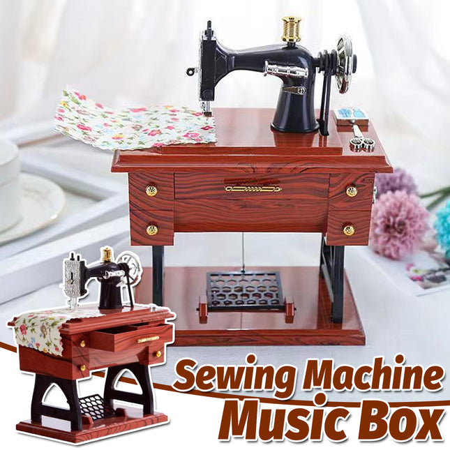 Vintage Music Box Sewing Machine Style Mechanical Birthday Gift Table Decor