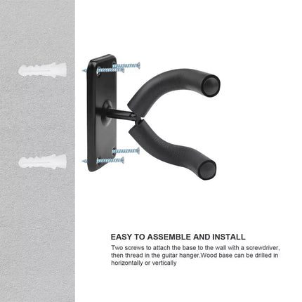 Guitar Wall Hanger Rack Hook Non Adjustable Black Mount Holder for Acoustic