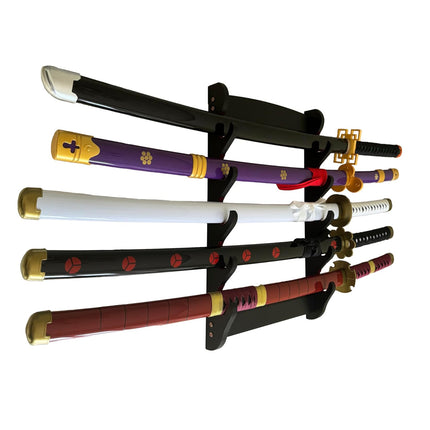 5-Tier Sword Holder Wall Mount Samurai Stand Display Katana Wall Hanger Rack