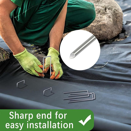 100pcs U Shape Ground Stakes Gardening Spikes Landscape Anchor Pins