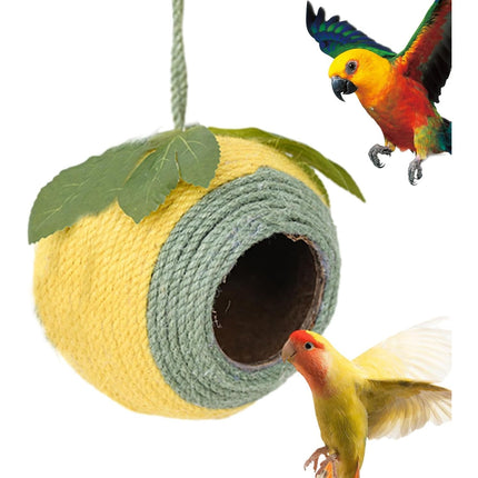 Bird Nest Parrot Nest Coconut Shell Braided Twine Colourful Cage Hanging Bed