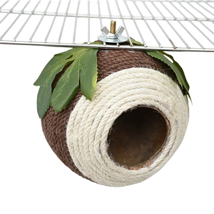 Bird Nest Parrot Nest Coconut Shell Braided Twine Colourful Cage Hanging Bed