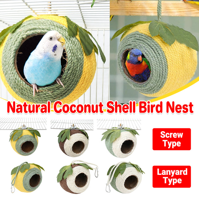 Bird Nest Parrot Nest Coconut Shell Braided Twine Colourful Cage Hanging Bed