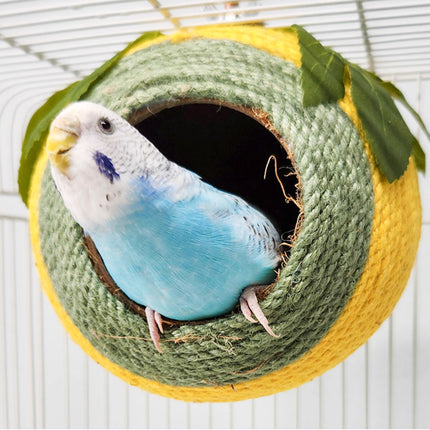Bird Nest Parrot Nest Coconut Shell Braided Twine Colourful Cage Hanging Bed