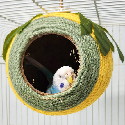 Bird Nest Parrot Nest Coconut Shell Braided Twine Colourful Cage Hanging Bed